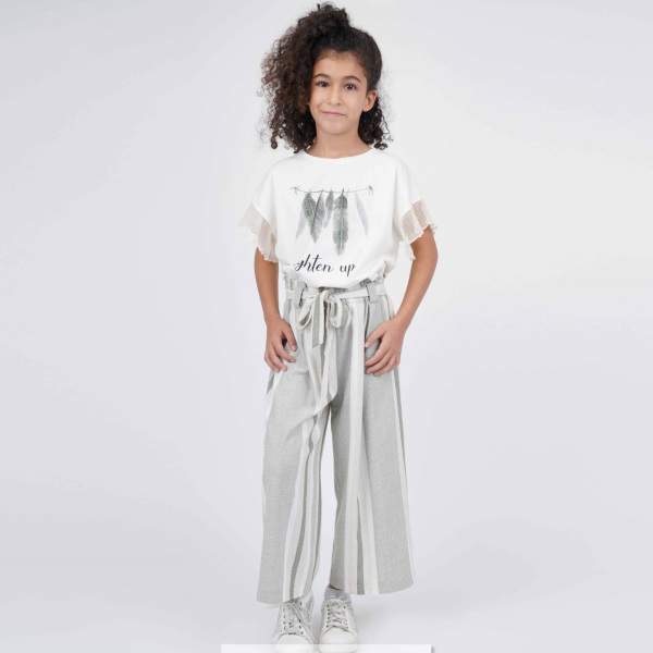 P-003377 (bes 9462) Kız Pantolon 6-14 Yaş Haki 