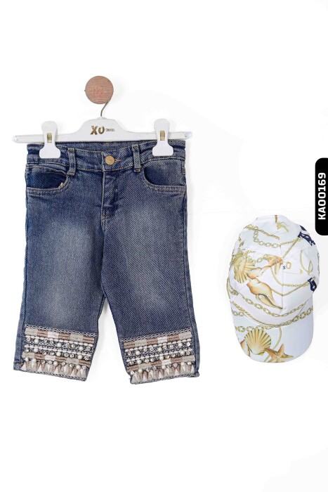 KIZ PANTOLON VE ŞABKA 3-7 YAŞ 2202 Mavi - 1