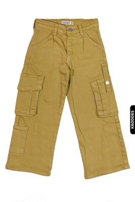 Kargo Cepli Kemerli Düz Paçalı Kız Çocuk Pantolon 5-14 Yaş 2413 Fıstık Yeşil - 2