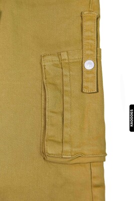 Kargo Cepli Kemerli Düz Paçalı Kız Çocuk Pantolon 5-14 Yaş 2413 Fıstık Yeşil - 4