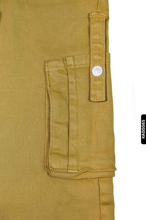 Kargo Cepli Kemerli Düz Paçalı Kız Çocuk Pantolon 5-14 Yaş 2413 Fıstık Yeşil - 4