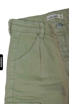 Kargo Cepli Kemerli Düz Paçalı Kız Çocuk Pantolon 5-14 Yaş 2413 Asker Yeşili * - 5