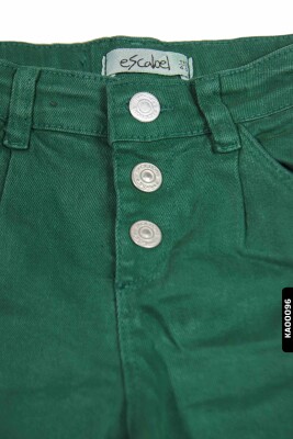 Kargo Cepli Düğmeli Düz Paçalı Kız Çocuk Pantolon 5-14 Yaş 23022 Petrol - 5