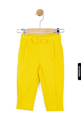 Lastik Belli Bohçalı Gizli Cepli Büzgü Paçalı Kız Çocuk Pantolon 9Ay-4 Yaş 56603 Sarı - NK KİDS