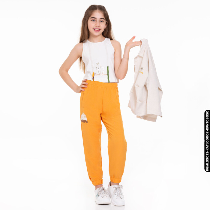Kız Palmiye Pantolon 8-14 Yaş 54330 Kpnt09050 Turuncu - 4