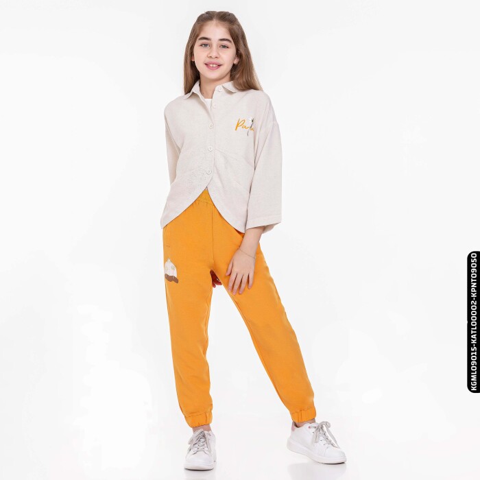 Kız Palmiye Pantolon 8-14 Yaş 54330 Kpnt09050 Turuncu - 1