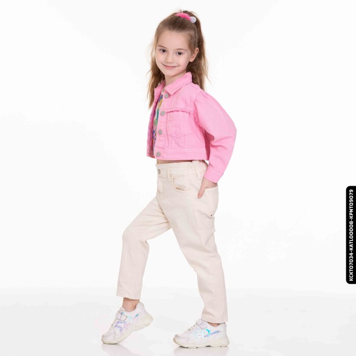 Kız Beli Büzgülü Pantolon 4-8 Yaş 54713 Kpnt09079 Krem - 2