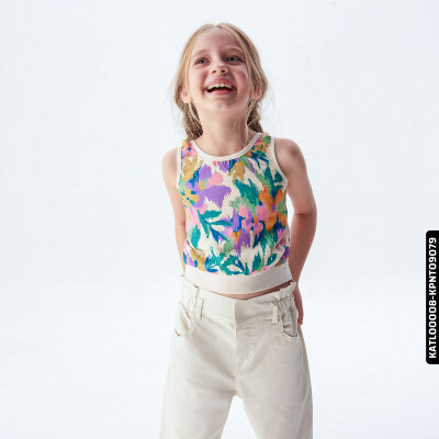 Kız Beli Büzgülü Pantolon 4-8 Yaş 54713 Kpnt09079 Krem - 8