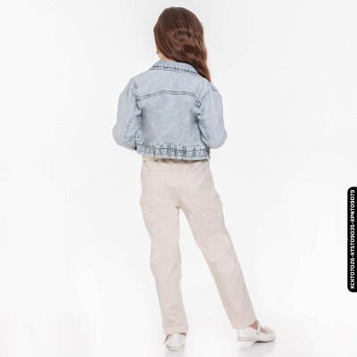 Kız Beli Büzgülü Pantolon 4-8 Yaş 54713 Kpnt09079 Krem - 12