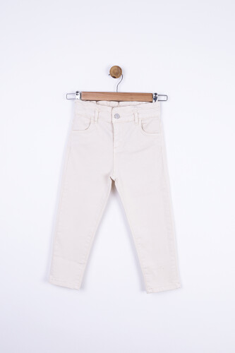 Kız Beli Büzgülü Pantolon 4-8 Yaş 54713 Kpnt09079 Krem - 13