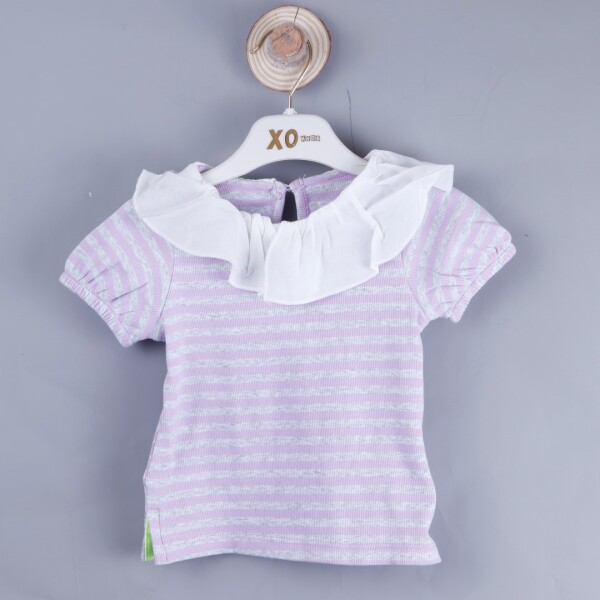 P-004316 (ce 8576) Kız Çizgili Ömre Bluz 6-36 Ay Lila - ÇİKOBY