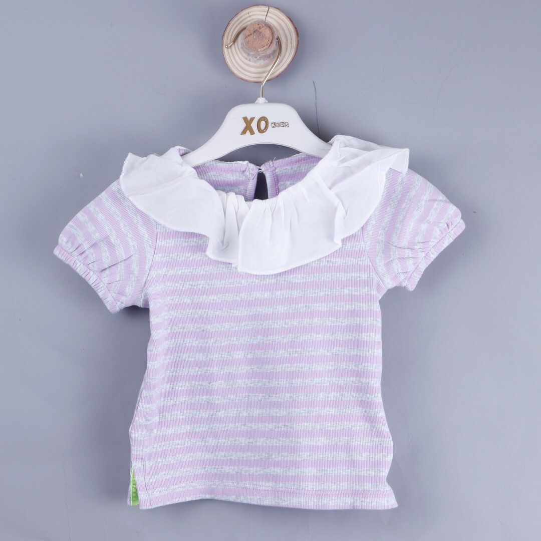 P-004316 (ce 8576) Kız Çizgili Ömre Bluz 6-36 Ay Lila - 1