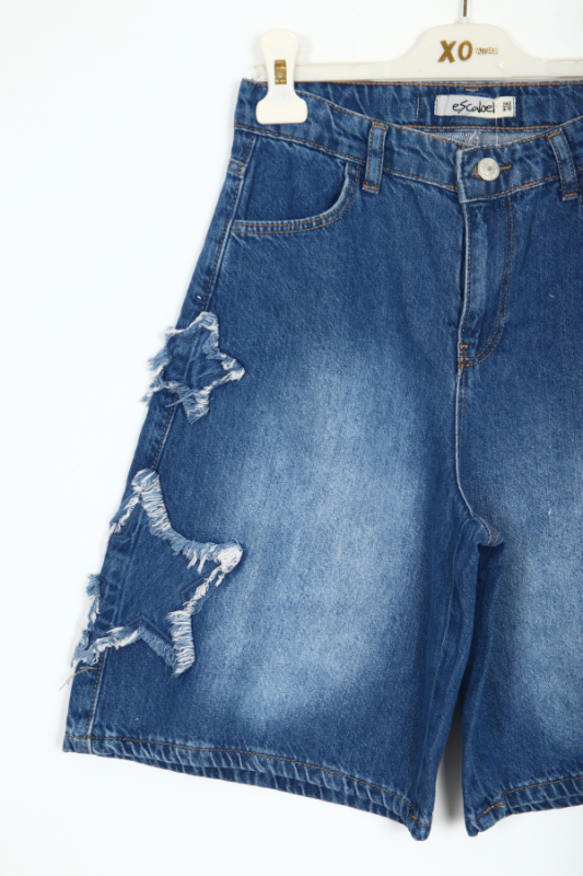 Kız Çocuk Şort 9-13 Yaş 25221 Mavi - 2