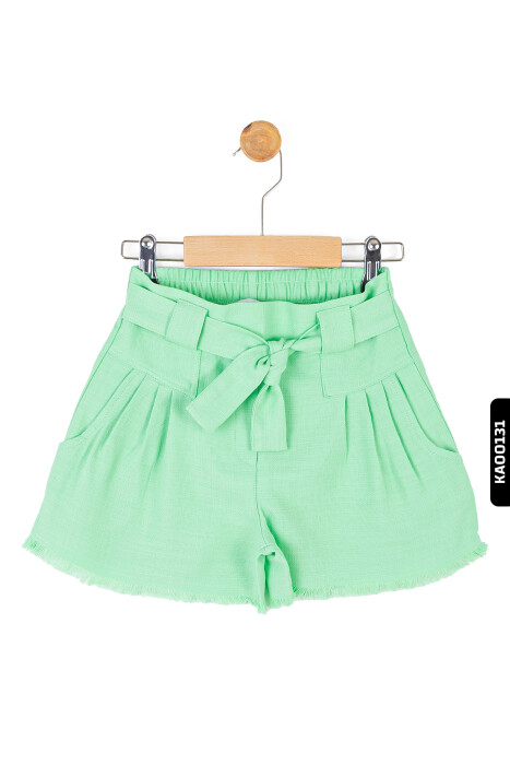 Lastik Belli Mini Paçalı Çift Cepli Kız Çocuk Şort 4-8 Yaş 56509 Yeşil - 3