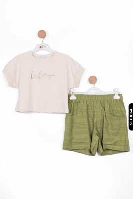 Kız Çocuk Şort 4-8 Yaş 56503 Haki - 5