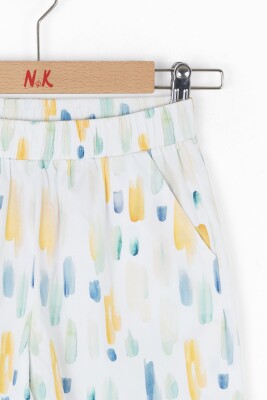 Kız Çocuk Şort 4-8 Yaş 58515 Ekru - Yeşil - 2