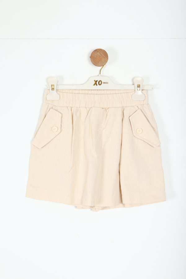 Kız Çocuk Şort Etek 4-8 Yaş 58561 Krem - 1