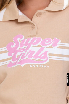 Kız Çocuk Super Girls Baskılı Polo Düğmeli Yakalı Eşofman Takım 5-8 Yaş 23147 - 2