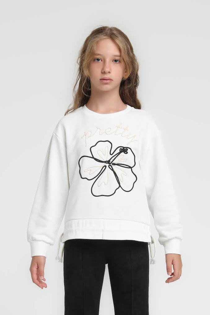 Kız Çocuk Sweatşirt 10-14 Yaş 36074 Beyaz - 1