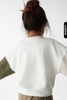 Kız Çocuk kollu Trikolu Sweatshirt 8-14 Yaş 35355 - 2