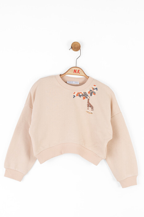 Kız Çocuk Sweatshirt 4-8 Yaş 37515 Krem - 1