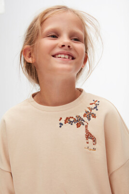 Kız Çocuk Sweatshirt 4-8 Yaş 37515 Krem - 4