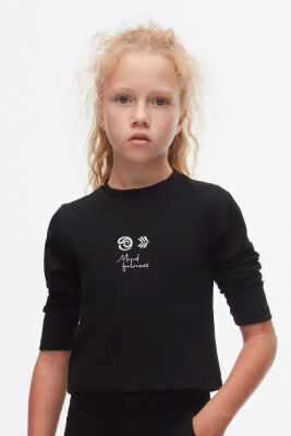 Kız Çocuk Sweatshirt 8-14 Yaş 37321 Siyah - NK KİDS