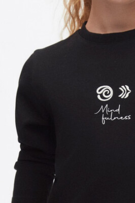 Kız Çocuk Sweatshirt 8-14 Yaş 37321 Siyah - 2