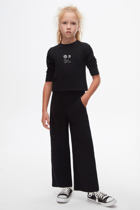 Kız Çocuk Sweatshirt 8-14 Yaş 37321 Siyah - 3