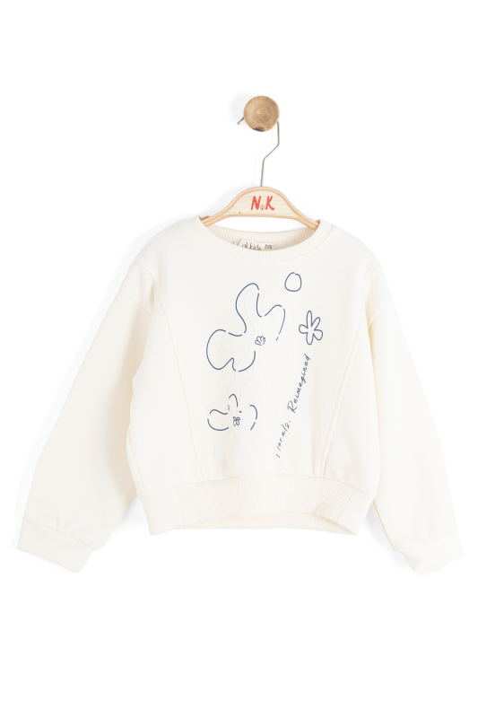 Kız Çocuk Sweatşirt 9 Ay - 4 Yaş39601 Krem - Lacivert - NK KİDS