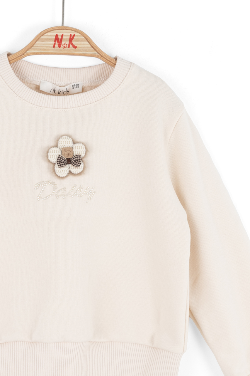 Kız Çocuk Sweatşirt 9 Ay -4 Yaş 39609 Krem - 3
