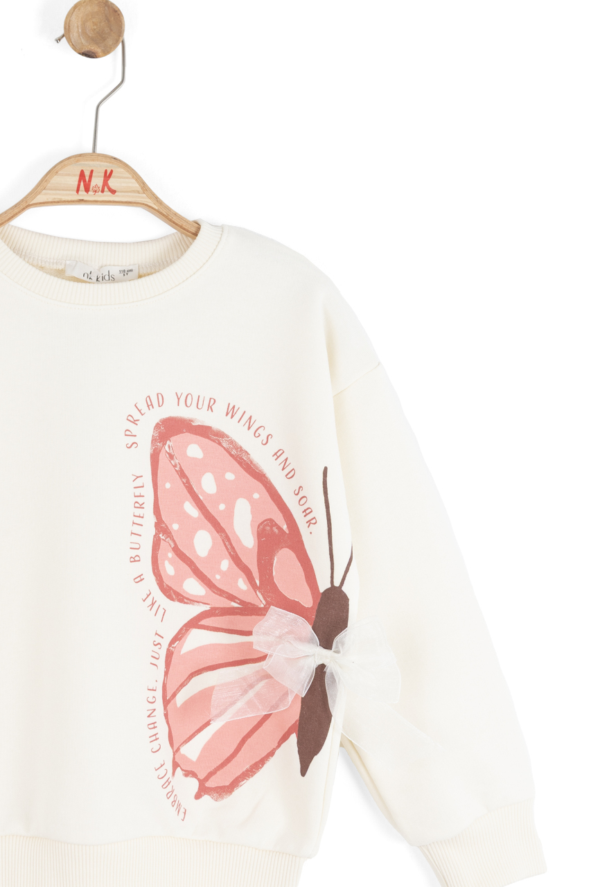 Kız Çocuk Sweatşirt 4-8 Yaş 39506 Krem - 4