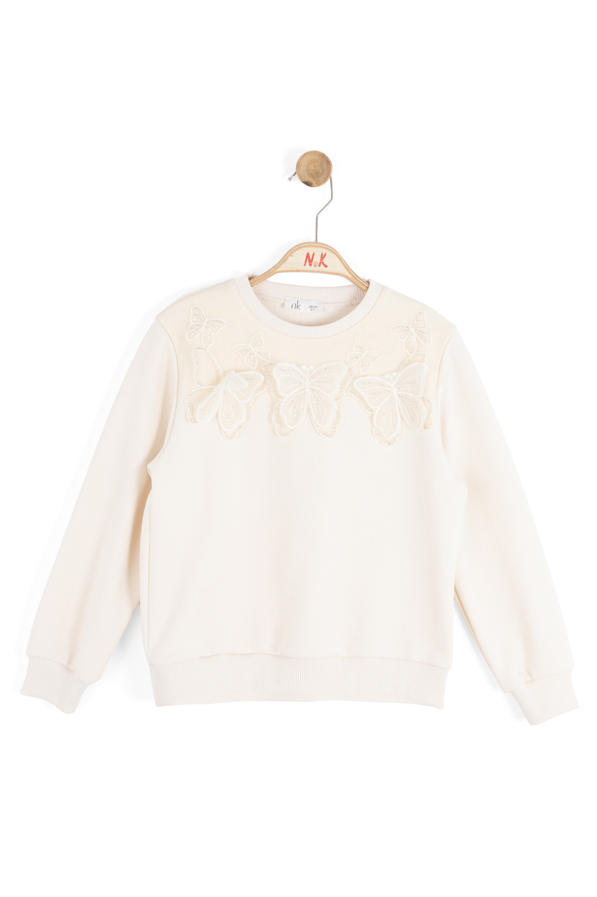 Kız Çocuk Sweatşirt 4-8 Yaş 39511 Krem - 4