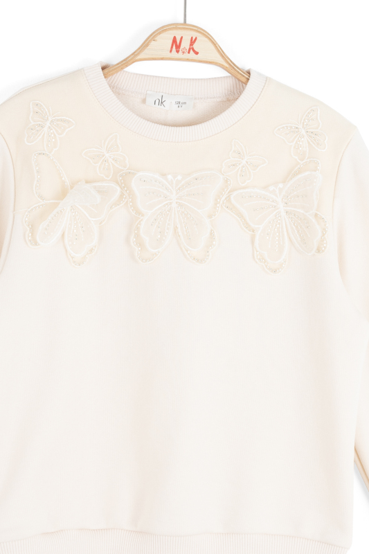Kız Çocuk Sweatşirt 4-8 Yaş 39511 Krem - 6