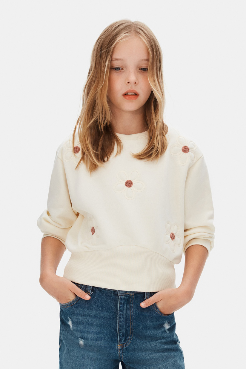 Kız Çocuk Sweatşirt 8-14 Yaş 39306 Krem - 1