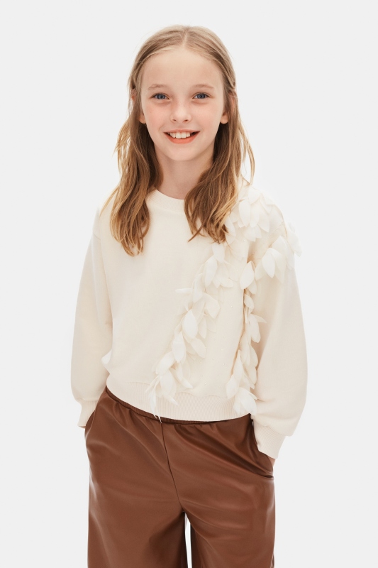 Kız Çocuk Sweatşirt 8-14 Yaş 39315 Krem - 3