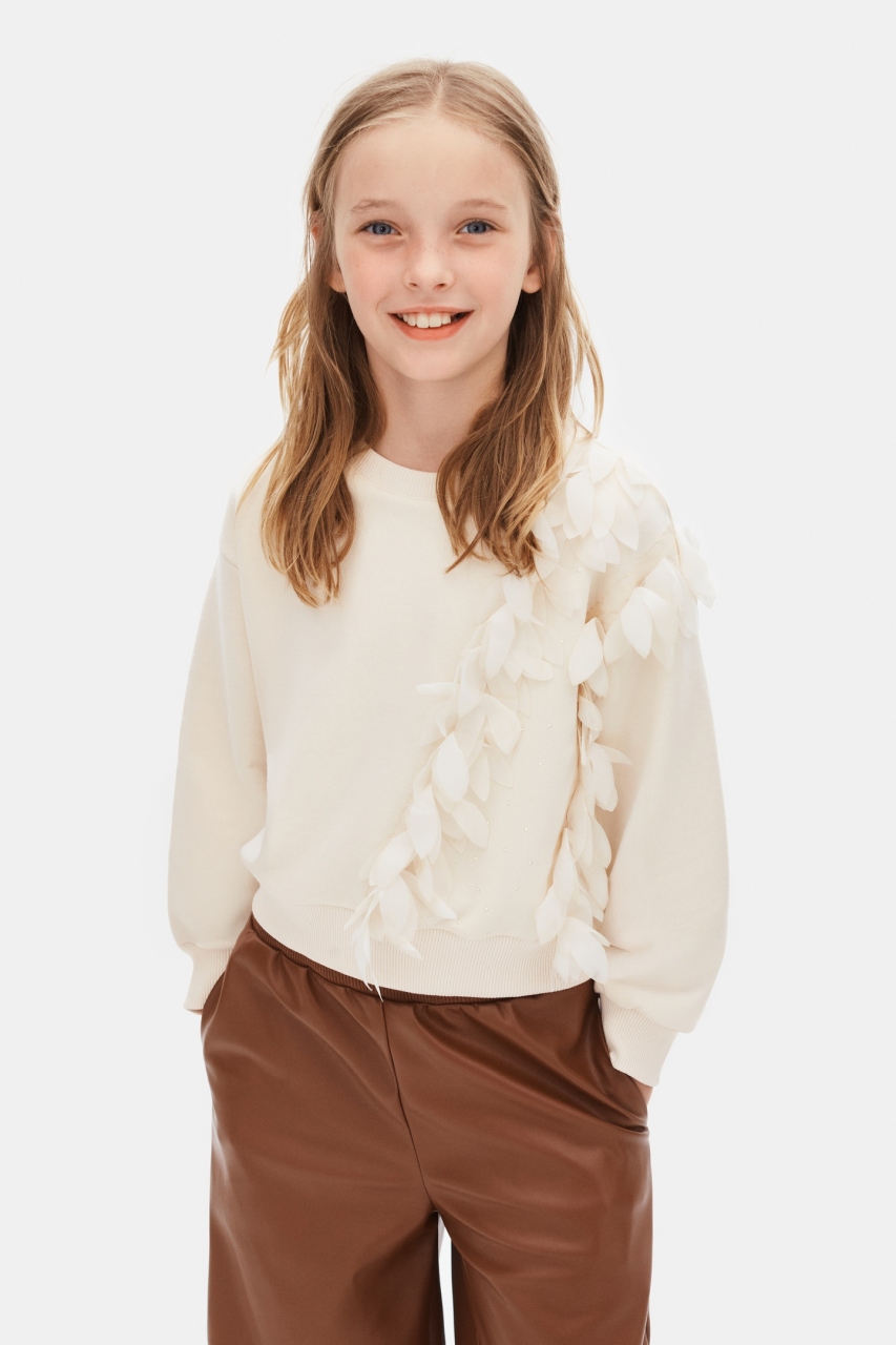 Kız Çocuk Sweatşirt 8-14 Yaş 39315 Krem - 3