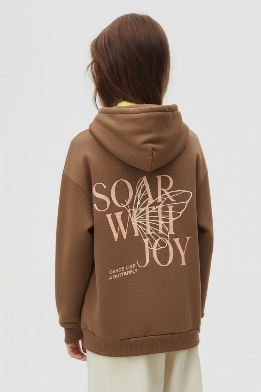 Kız Çocuk Sweatşirt 8-14 Yaş 39321 Vizon - 2