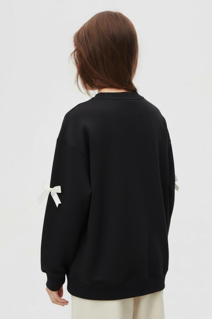 Kız Çocuk Sweatşirt 8-14 Yaş 39328 Siyah - 2