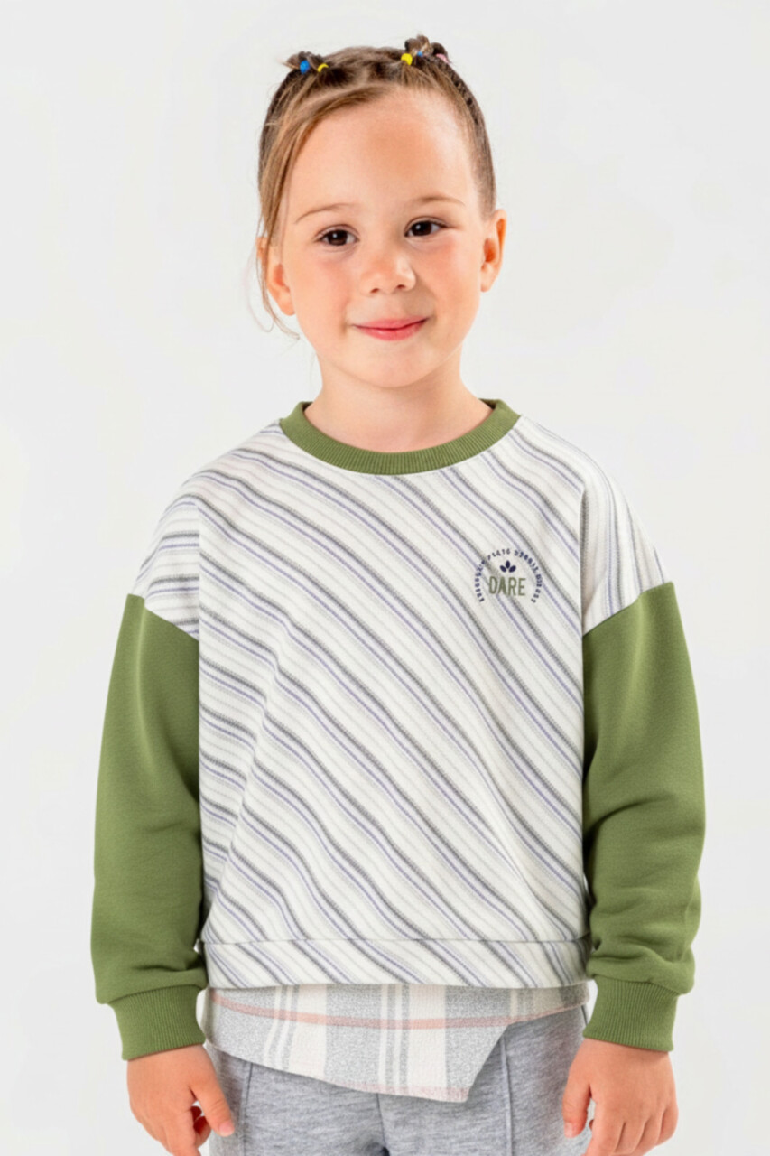 Kız Çocuk Sweatshirt 8-14 Yaş 37307 Haki - 1