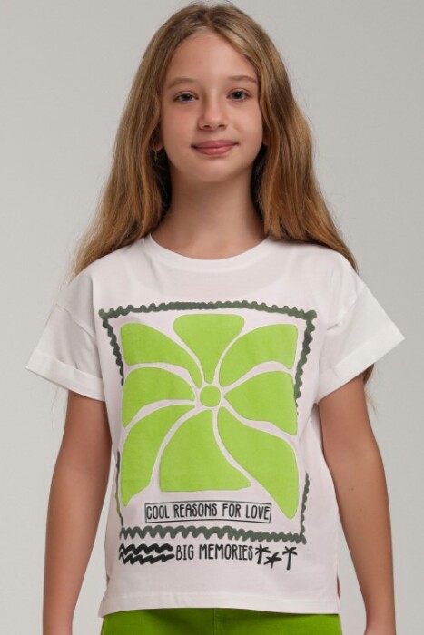 Kız Çocuk Tişort 5-9 Yaş 35927 Yeşil - 1