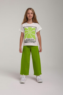 Kız Çocuk Tişort 5-9 Yaş 35927 Yeşil - 3