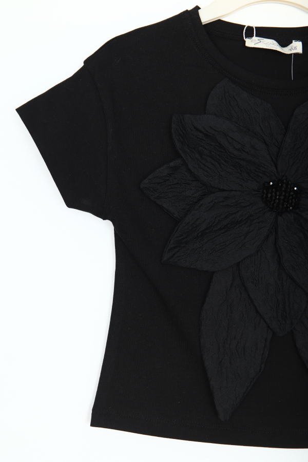 Kız Çocuk Tişört 4-8 Yaş 36005 Siyah - 2