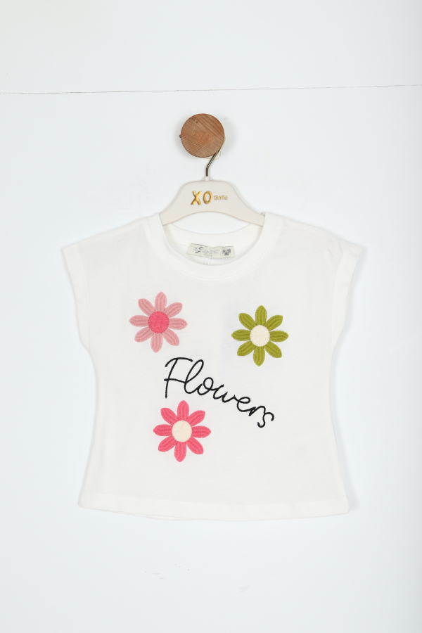 Kız Çocuk Tişört 1-5 Yaş 36007 Beyaz - 1