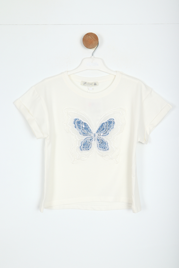 Kız Çocuk Tişort 5-9 Yaş 36044 Beyaz - 1