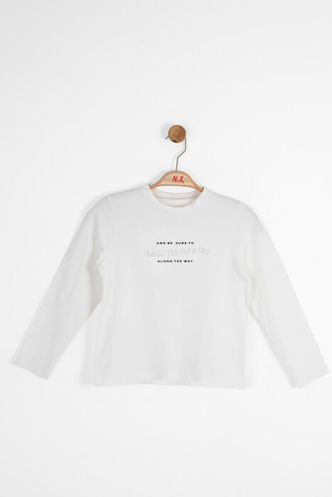 Kız Çocuk Tişört 8-14 Yaş 37320 Ekru - 1