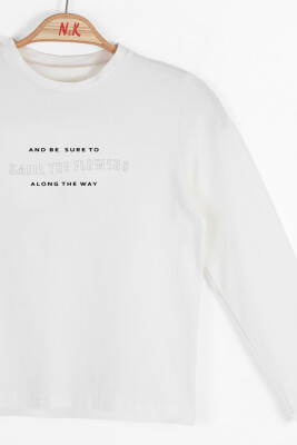 Kız Çocuk Tişört 8-14 Yaş 37320 Ekru - 3