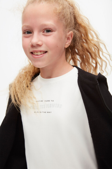 Kız Çocuk Tişört 8-14 Yaş 37320 Ekru - 4