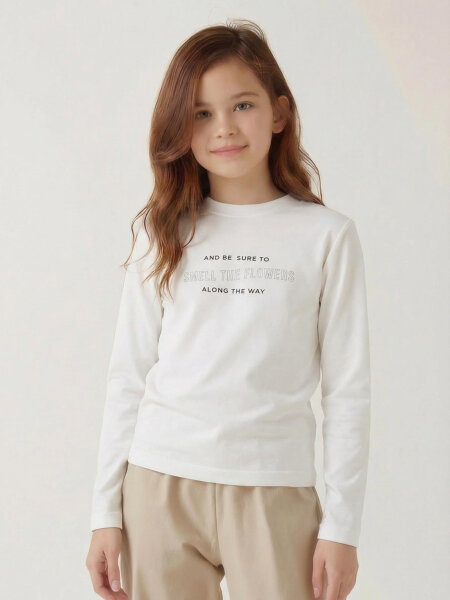 Kız Çocuk Tişört 8-14 Yaş 37320 Ekru - 1