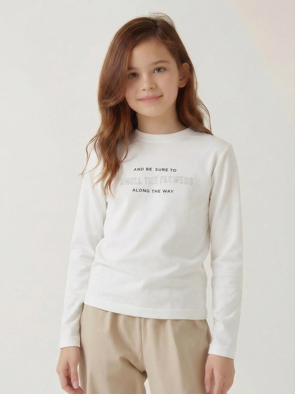 Kız Çocuk Tişört 8-14 Yaş 37320 Ekru - 1